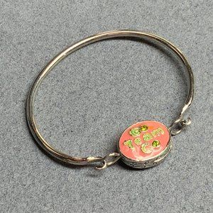 Go Team Go Bracelet Barbie Pink Green Silver Spring Hook Bangle Soft Girl Retro